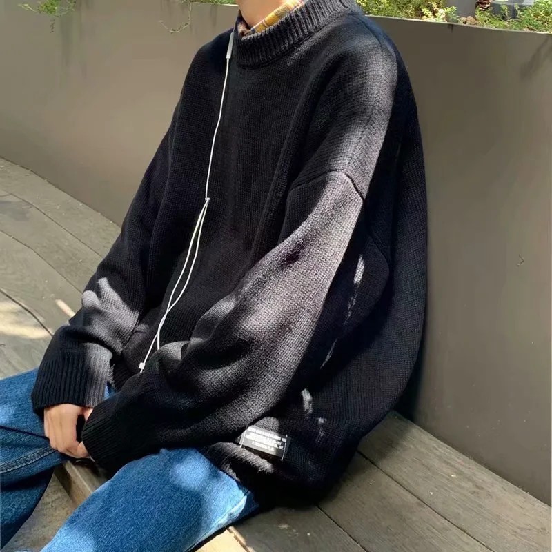 Áo sweater dáng rộng tay dài phong cách Hồng Kông thời trang xu hướng cho nam