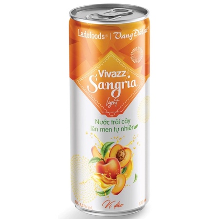 Vivazz Sangria light - nước trái cây lên men tự nhiên vị đào - lon 330 ml