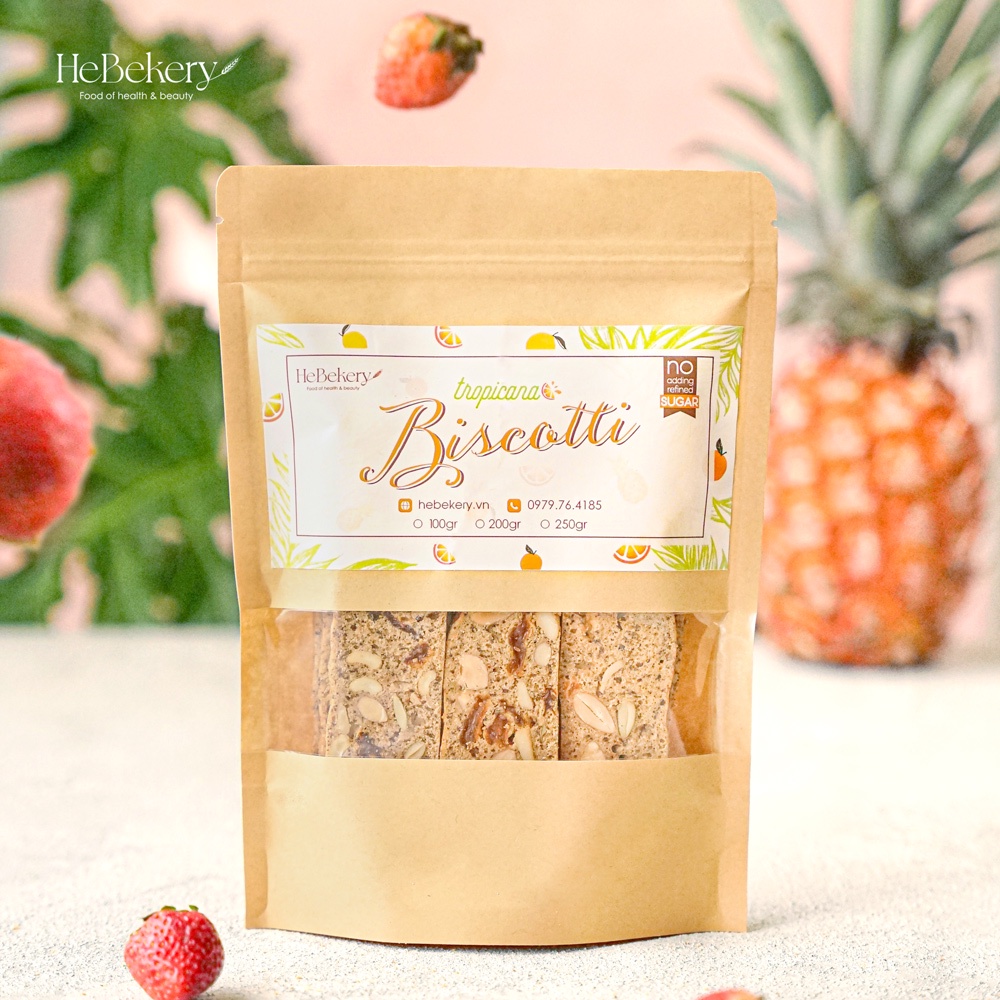 BISCOTTI Nguyên Cám Tropicana - Bánh Ngũ Cốc Ăn Kiêng Vị Trái Cây Nhiệt Đới HEBEKERY by HEBE