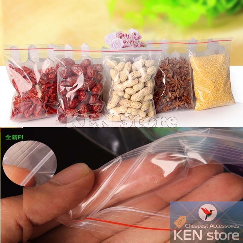 1KG Túi zip zipper chỉ đỏ đóng gói hàng, đựng thực phẩm (loại dày tốt)