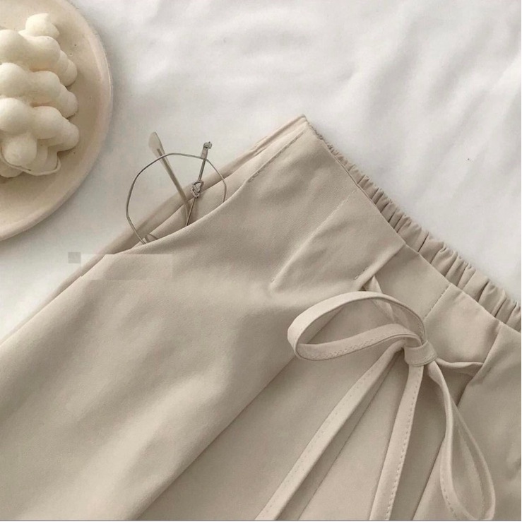 Quần vải kaki ống suông cho nữ chun sau freesize 3 màu basic phong cách vintage thời trang