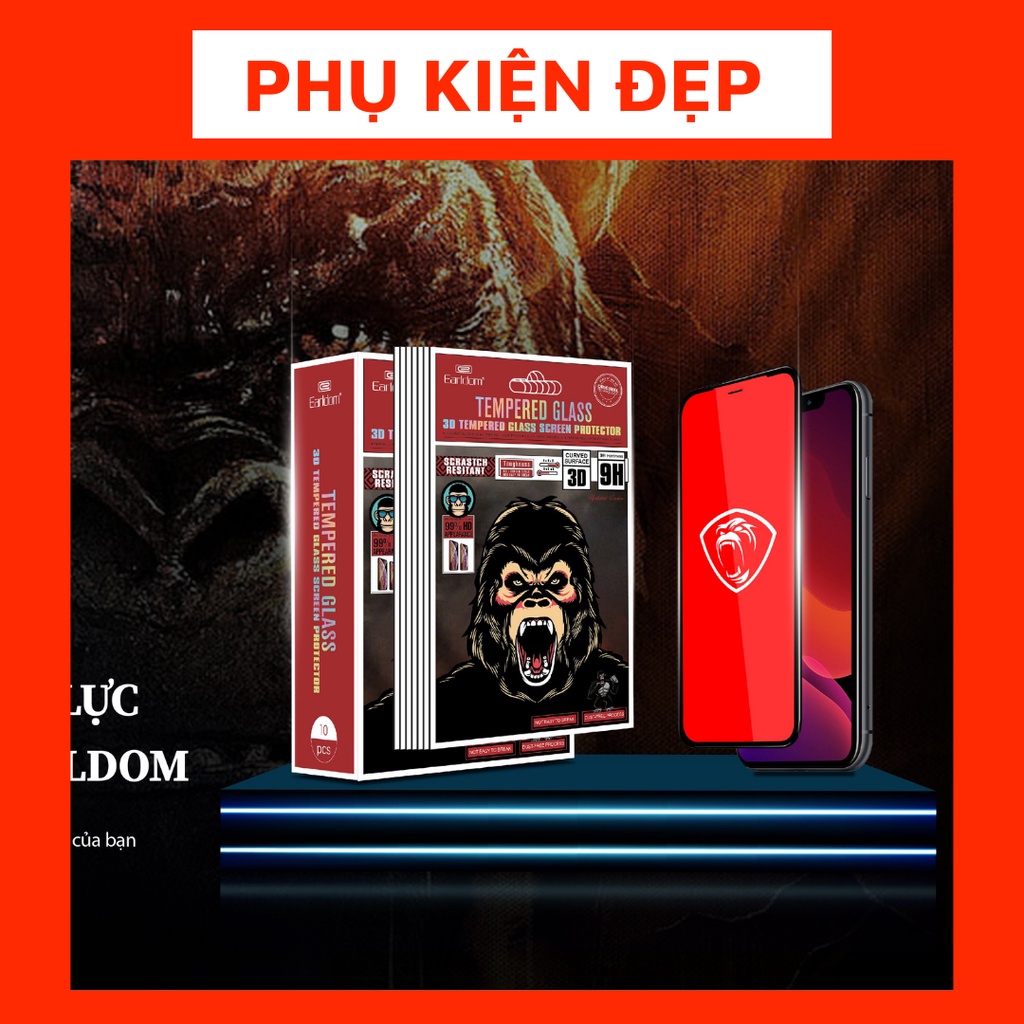 Kính Cường Lực chống nước và chống bám vân kèm bộ khăn tự dán Gorilla Earldom đủ dòng máy