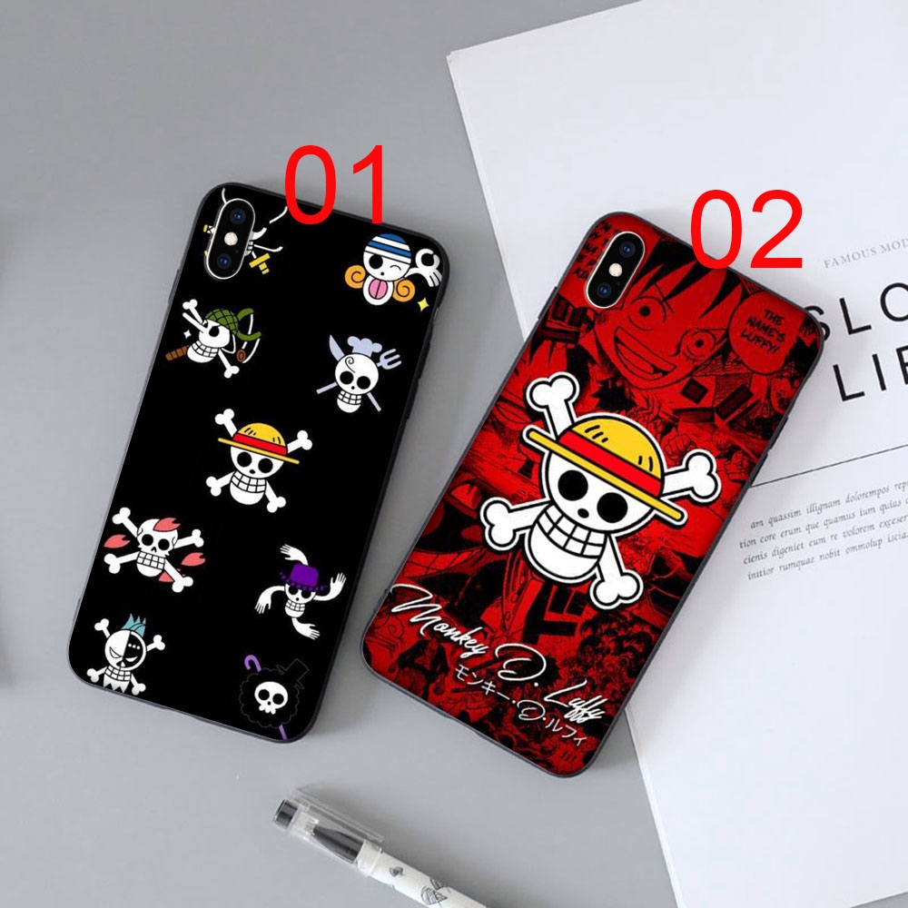 Ốp điện thoại mềm màu đen hình logo One Piece độc đáo cho iPhone 5 5s 6 6s Plus 7 8 SE