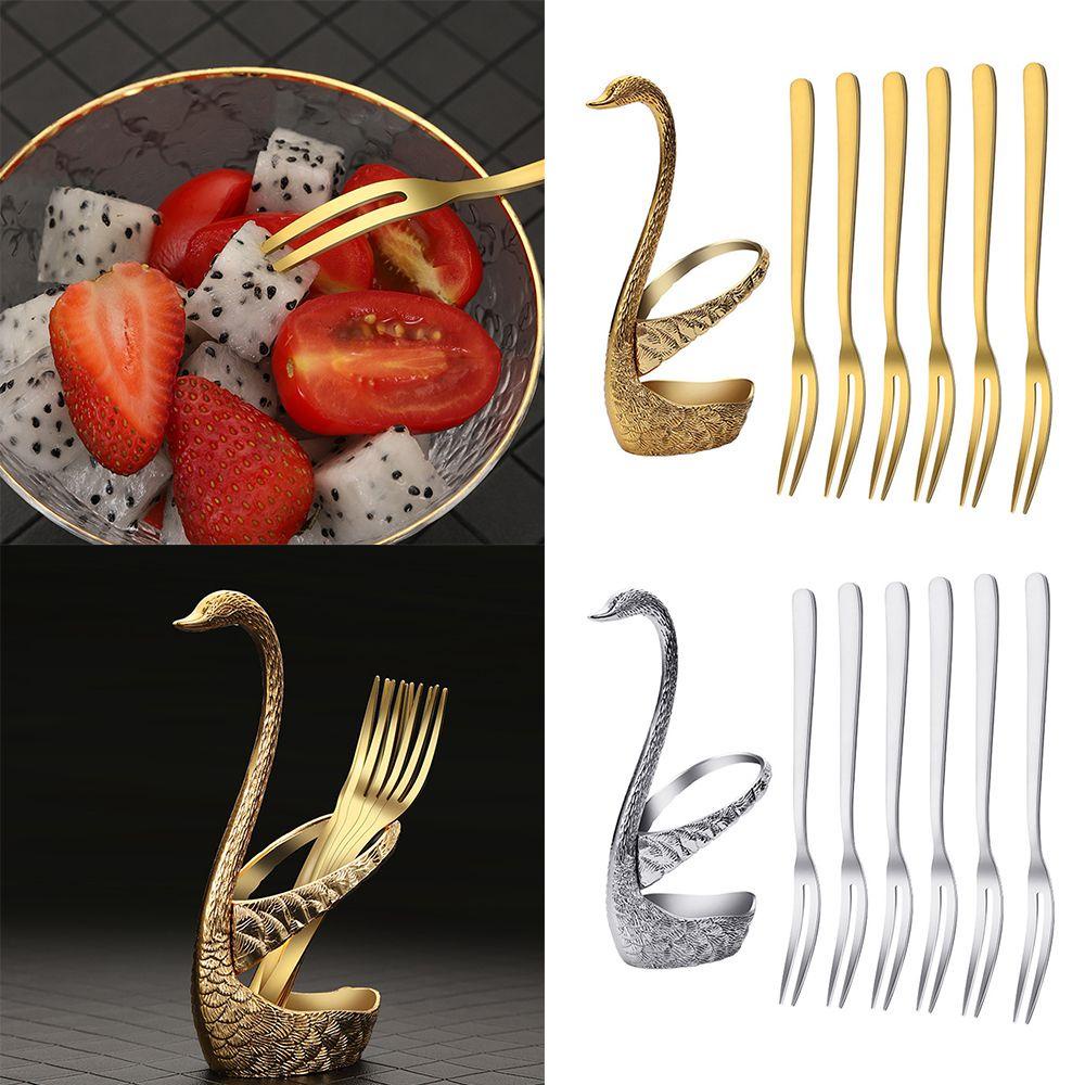 CONOPERY Bộ Giá Đỡ Muỗng Đũa Hình Thiên Nga Bằng Thép Không Gỉ Trang Trí Tiệc Cưới