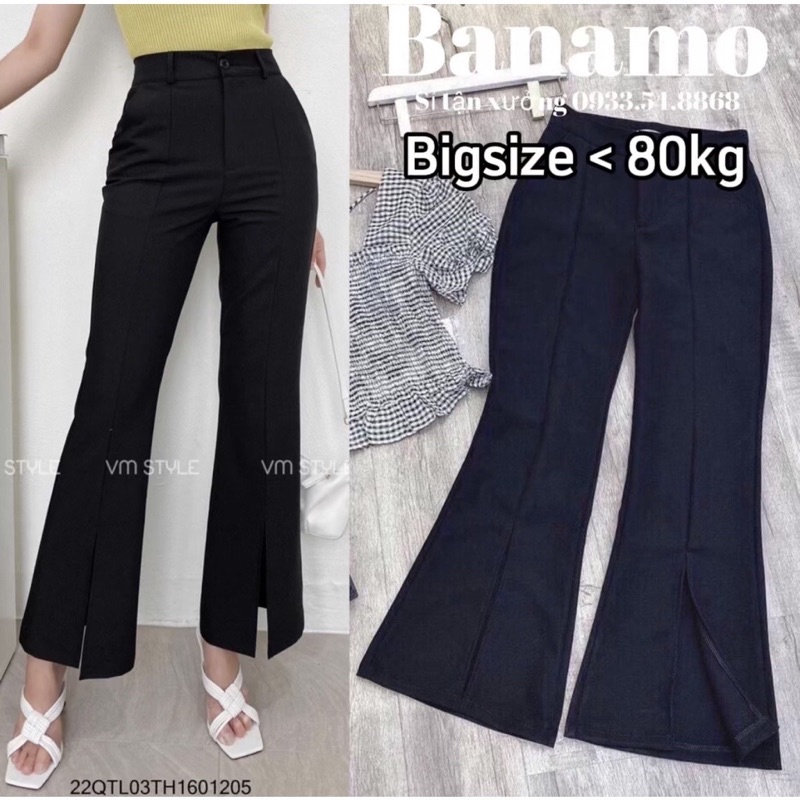 BIGSIZE Quần ống loe xẻ gấu hack dáng dành cho các nàng mũm mĩm 50-90kg