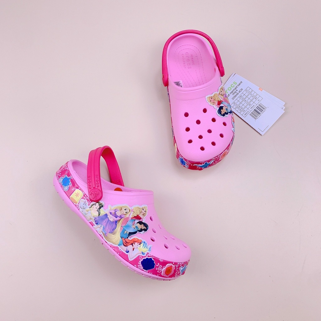 Sục Crocs hồng công chúa viền hồng BG
