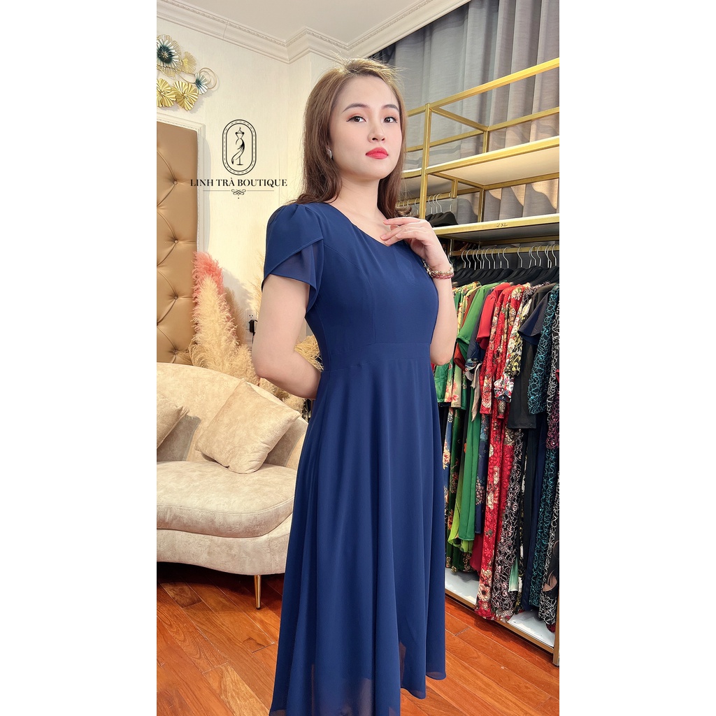 Linh Trà - Đầm Trung Niên Dáng Dài [TM 286] Cao Cấp Vải Voan Tay Ngắn Cho Mẹ U40 U50 | BigBuy360 - bigbuy360.vn