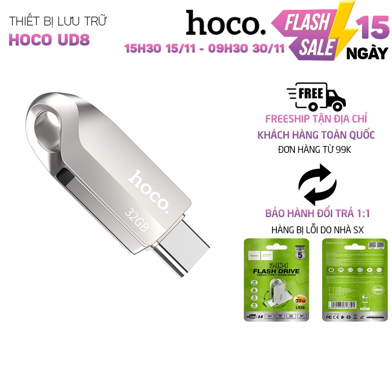 USB Hoco UD8 16/32GB, tốc độ cao, lưu trữ tốt, tương thích nhiều thiết bị