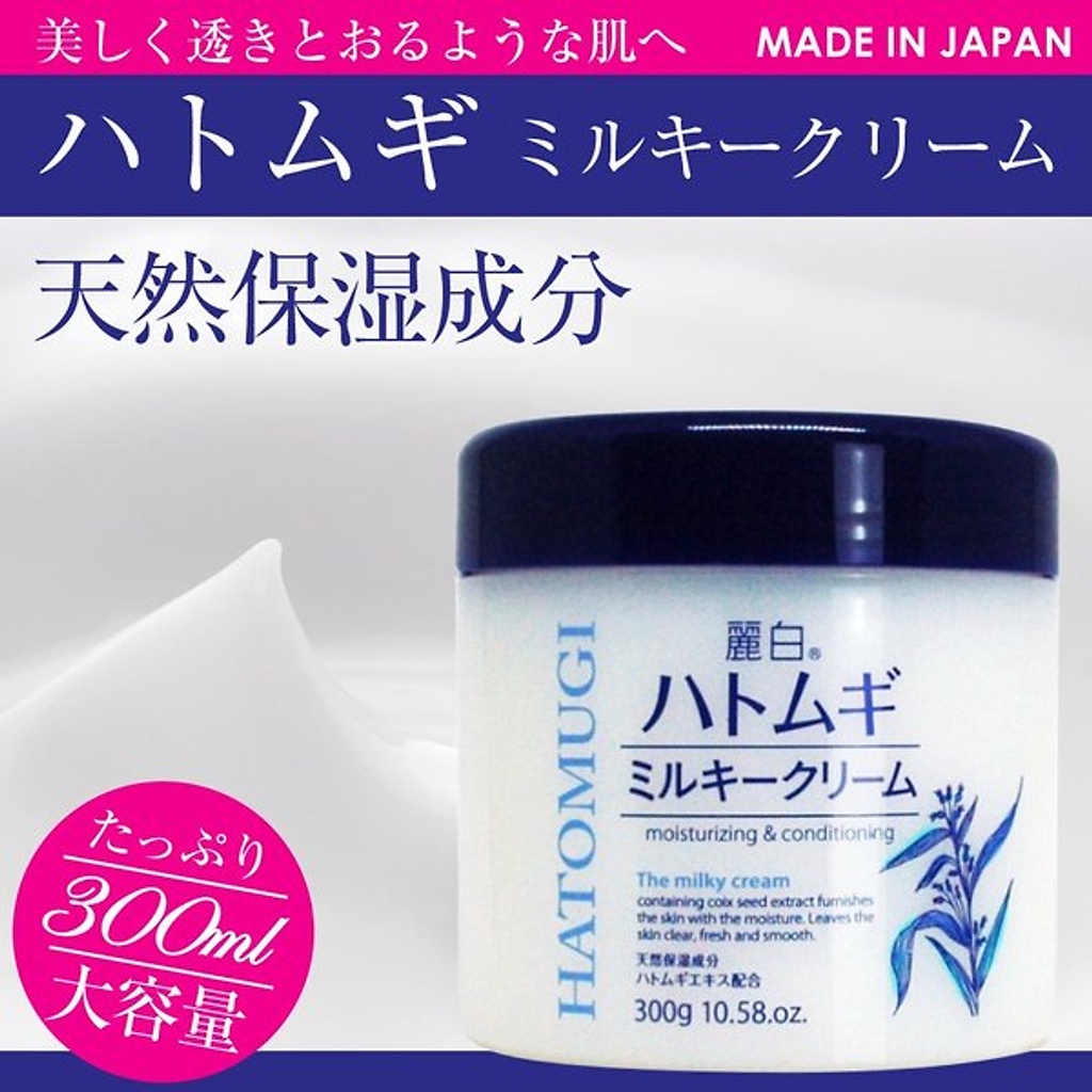 Kem Dưỡng Hatomugi Moisturizing Conditioning The Milky Cream chiết xuất ý dĩ làm sáng da 300g