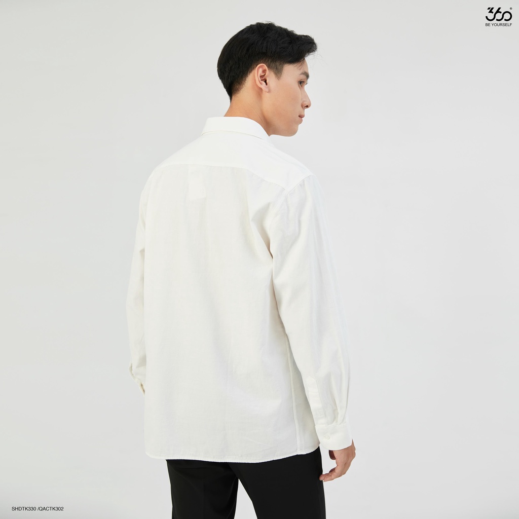 Áo sơ mi dài tay cổ bẻ thương hiệu 360 Boutique chất liệu cotton dệt vân chéo - SHDTK330