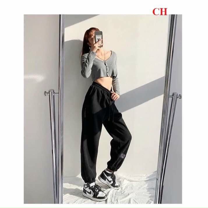 Quần Boom Tăm Icon Bò Unisex - Jogger trơn cạp chun dáng rộng bo gấu nam nữ HOT TREND