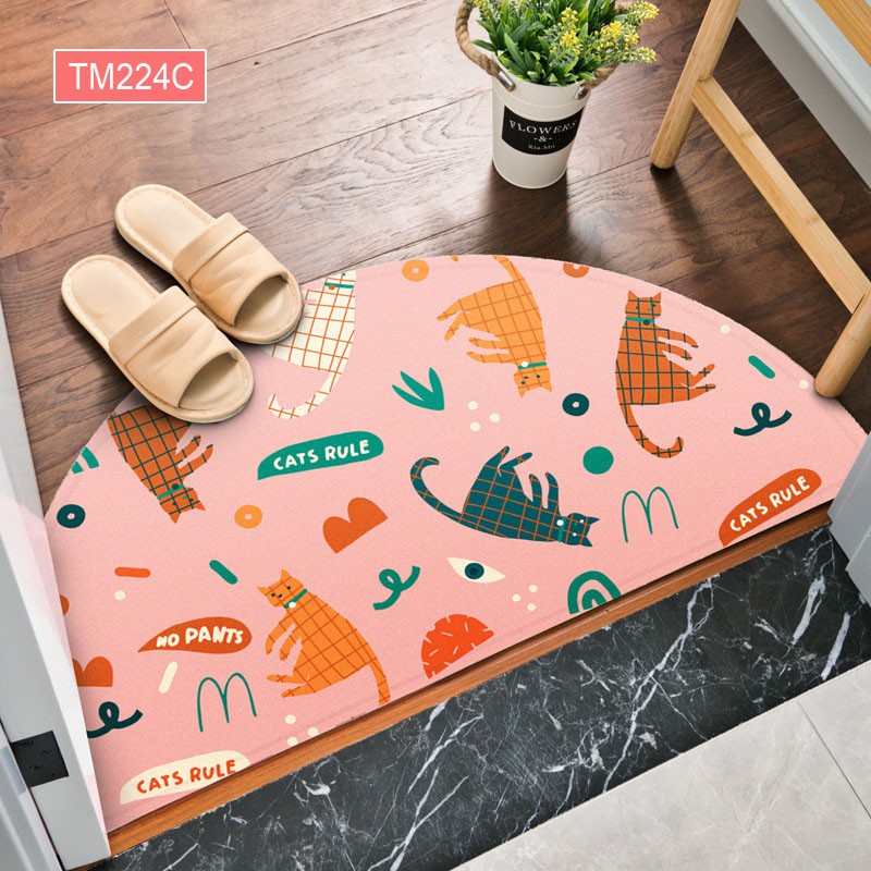 Thảm Nhà Lót Sàn Hình Bán Nguyệt Dễ Thương Chống Trơn Trượt Kích Thước 40x80cm