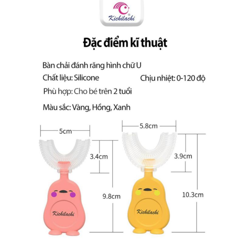 BÀN CHẢI CHỮ U KHÔNG SẠC ĐIỆN DÀNH CHO BÉ CÓ 3 MÀU