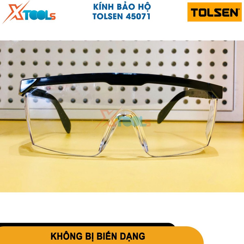 Kính bảo hộ Tolsen 45071, kính chất liệu Polycarbonate, có thể điều chỉnh chiều dài phù hợp với người[CHÍNH HÃNG][XTOOLS
