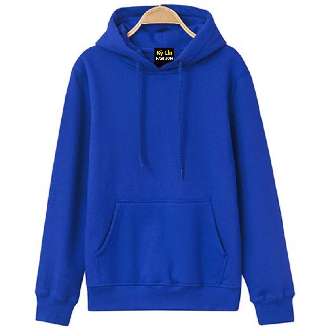 Áo hoodie nỉ bông trơn màu xanh coban
