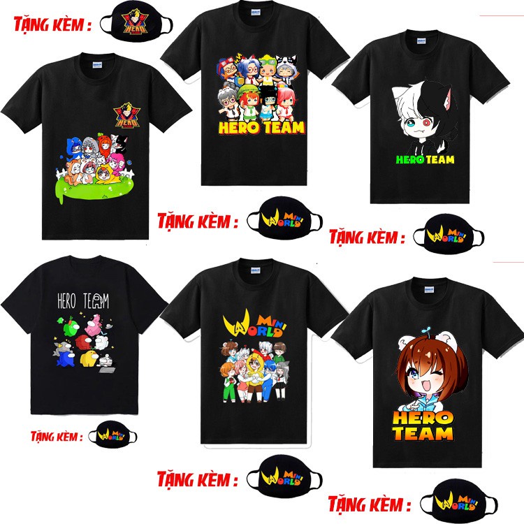 Áo thun Hero Team V3, áo phông Mini World thun cotton mẫu mới đẹp tặng kèm bịt mặt giá rẻ