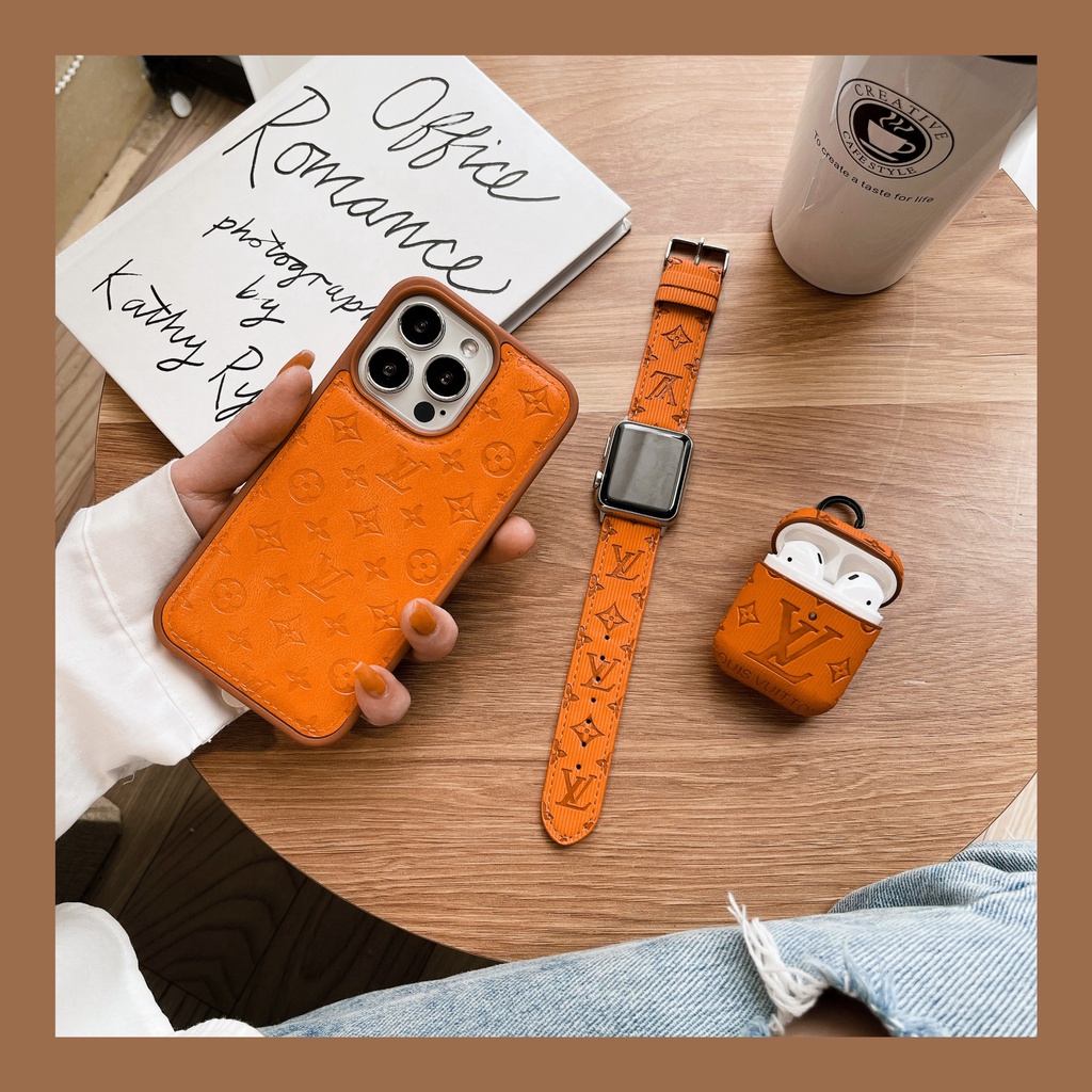 Ôp lưng iphone in hình LV MÀU CAM PHỐI VIỀN CAM 7plus/8/8plus/x/xs/xs max/11/11 pro/11 promax/12PROMAX/13PROMAX