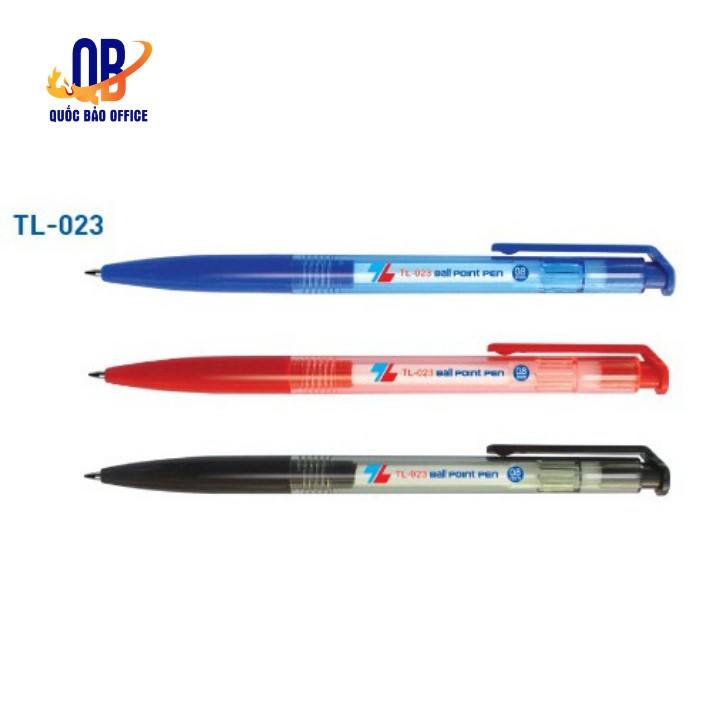 Bút bi Thiên Long 023 - ngòi 0.8mm - mực xanh/ đen/ đỏ - combo 10 chiếc