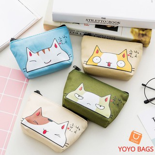 Ví Bóp Nữ Canvas Mèo Cute Hoạ Tiết Hoạt Hình Ngộ Nghĩnh Mini