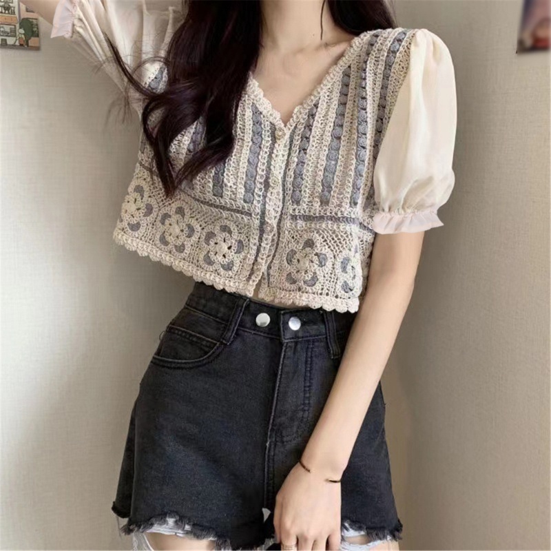 Áo Nữ Tay Dài Phồng Cổ Chữ V Thời Trang Quyến Rũ