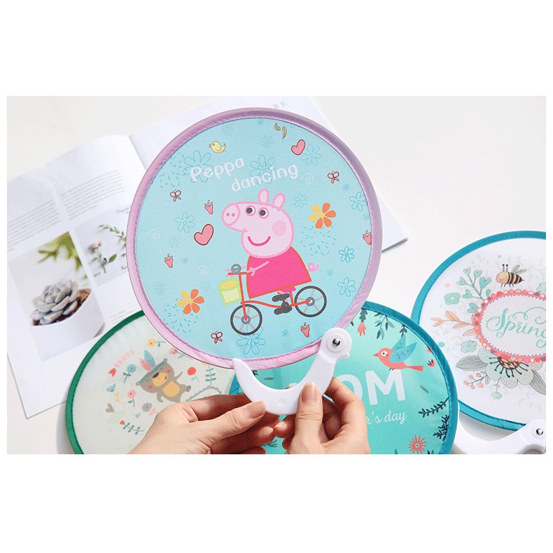 Quạt vải mini cầm tay cute gấp gọn bằng vải có tay cầm nhiều hình dễ thương | BigBuy360 - bigbuy360.vn