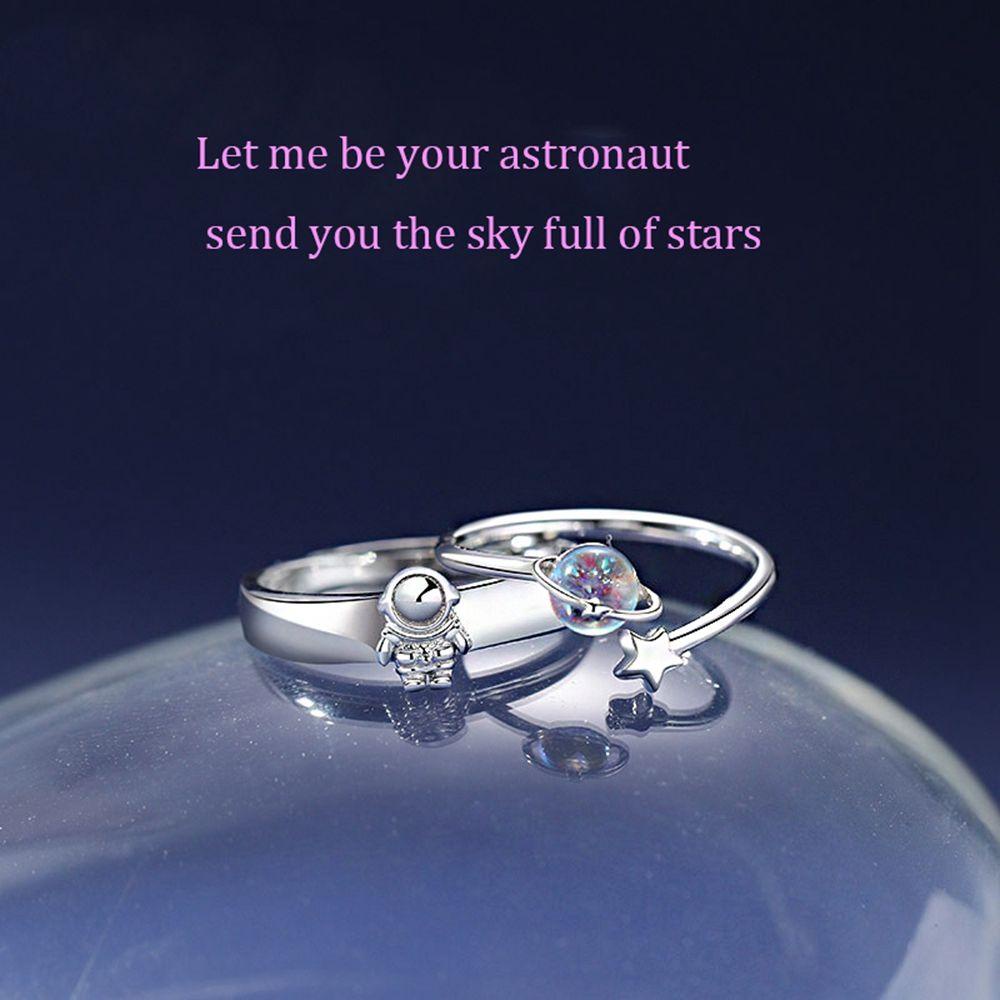 Nhẫn Cặp Bằng Đồng Họa Tiết Hành Tinh Ngôi Sao Phong Cách Hàn Quốc Cá Tính