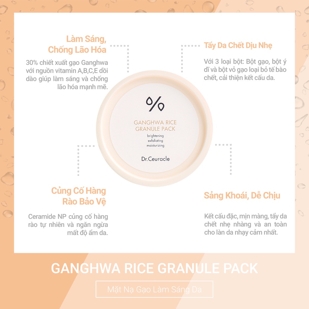 Mặt Nạ Gạo Dưỡng Ẩm Và Làm Trắng Ganghwa Rice Granule Dr.Ceuracle 115g