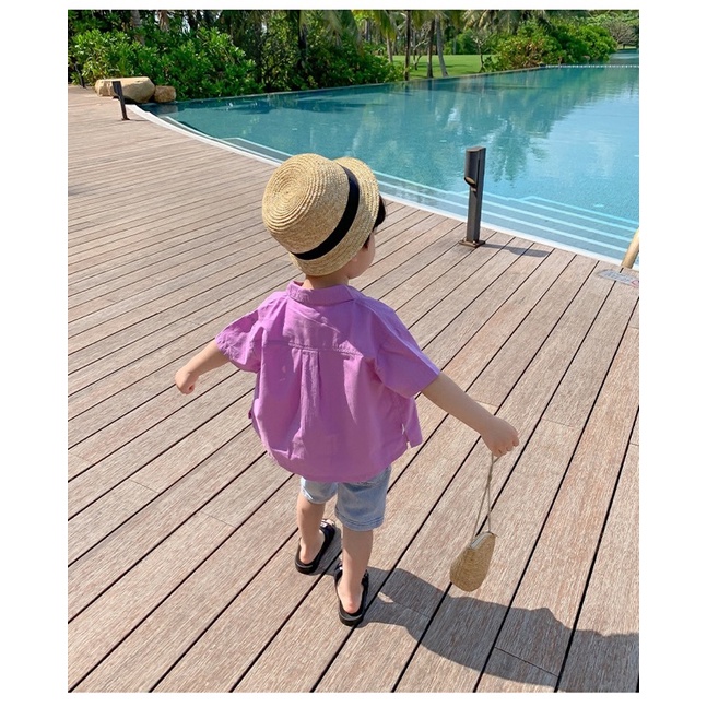 Áo sơ mi cộc tay basic bé trai-MS120