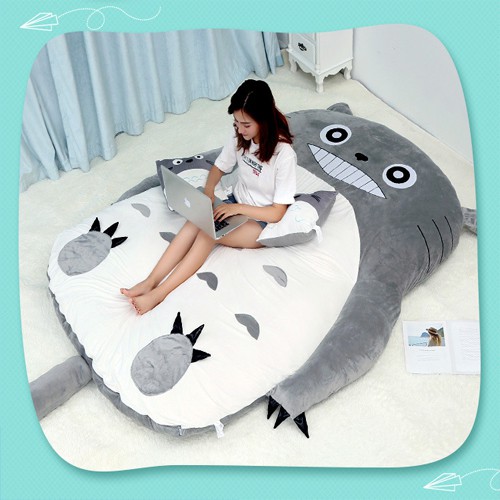 Ghế Lười Bệt Hạt Xốp Nằm Đọc Sách, Giường Lười Totoro Chất Liệu Có Độ Đàn Hồi Tốt Kích Thước 1,3x2m