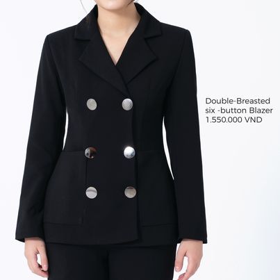 WALENTY - Blazer Dáng Ôm 6 khuy Đen