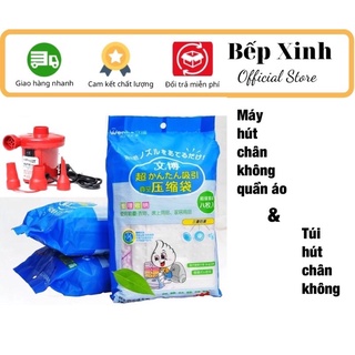 TÚI HÚT CHÂN KHÔNG BÁN RỜI + MÁY HÚT CHÂN KHÔNG ĐIỆN MINI CẦM TAY | Thu gọn 80% chăn bông, quần áo