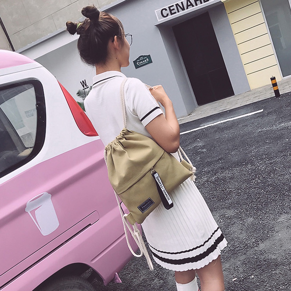 Ba Lô Canvas Dây Rút Thời Trang Dành Cho Tuổi Teen