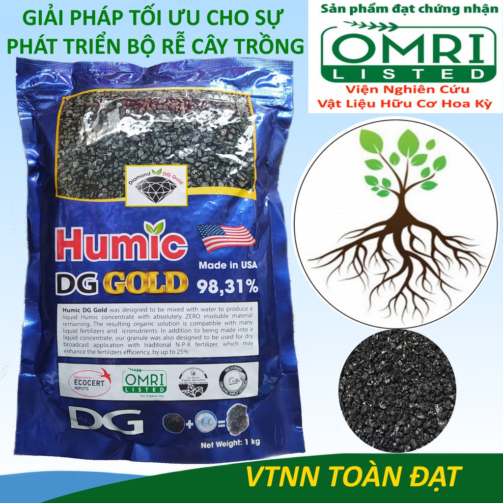Phân Bón HUMIC GOLD - nhập khẩu Mỹ (1kg), phân Humic Acid dạng hạt