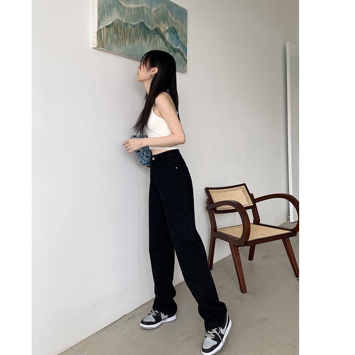 Quần Jean Nữ Ống Suông Đứng Rộng Lưng Cao Chất Bò Dày Dặn Thương Hiệu Aldore MSC8