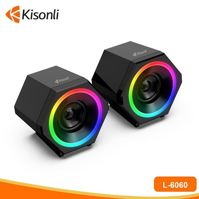 Loa máy tính Kisonli K6060 mini 2.0 bass cực hay, Loa vi tính led RGB