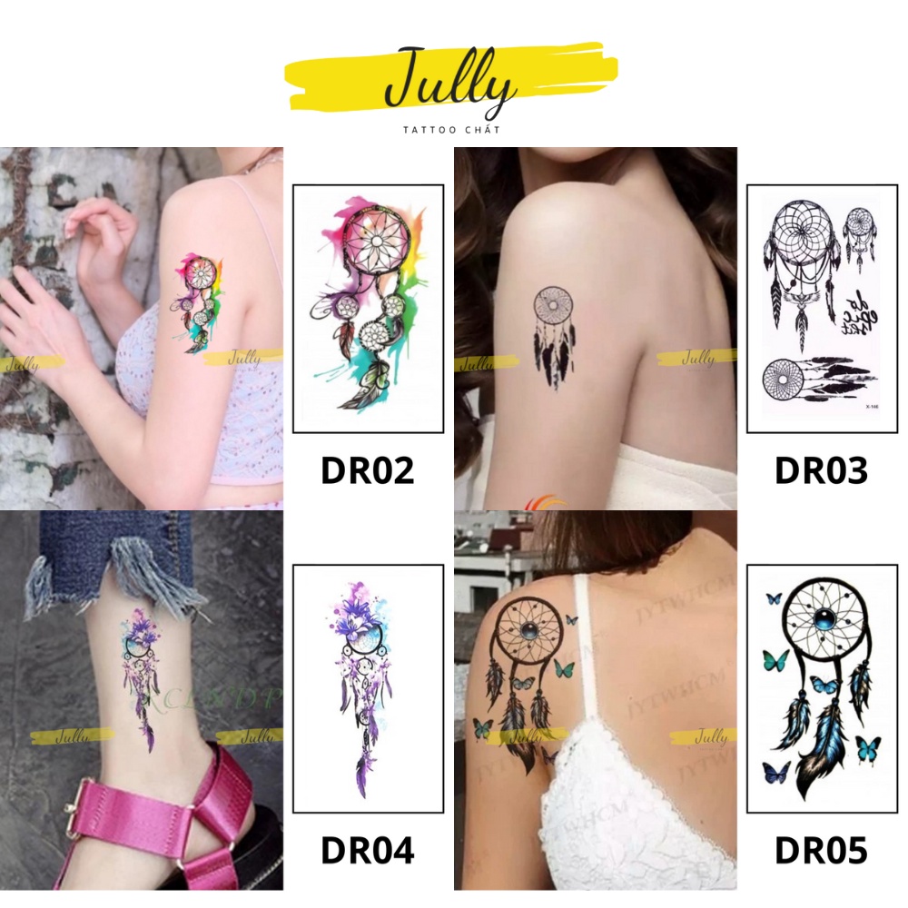 Hình xăm dán tạm thời Dream Catcher mini chống nước an toàn bền đẹp JULLY Tattoo chất