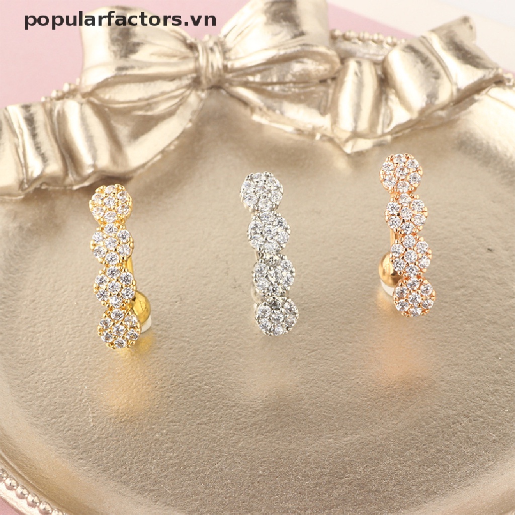 Khuyên Rốn Bằng Thép Không Gỉ Hình Hoa Đính Kim Cương Giả Thời Trang Cho Nữ