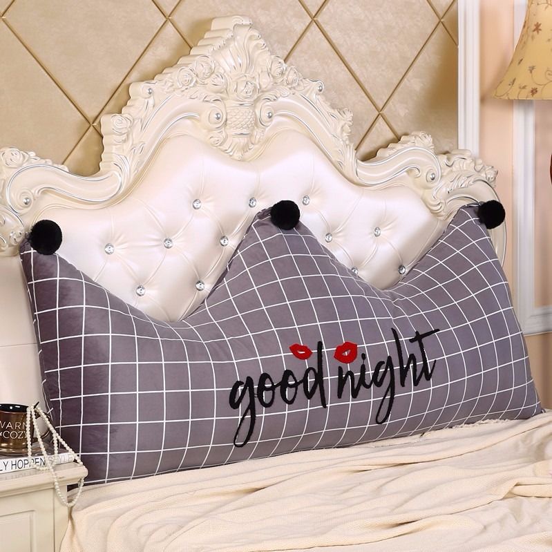 Đệm Lót Ghế Ngồi Mềm Mại Hình Vương Miện Công Chúa ❀Gối Tựa Lưng Đầu Giường Vải Nhung Thêu Hình Vương Miện Cỡ Lớn Tháo Rời Được Tiện Dụng