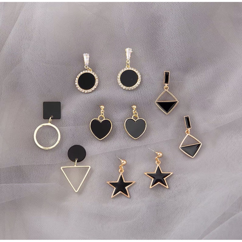 Set 5 bộ hoa tai thời trang ( Ngọc đen)