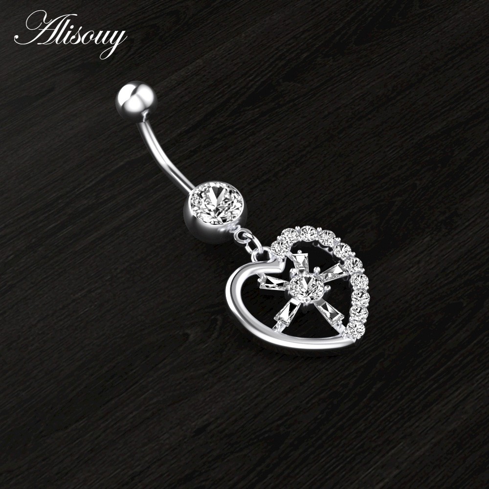 1 Khuyên Rốn Bằng Thép Không Gỉ Đính Đá zircon Hình Hoa / Nơ / Trái Tim
