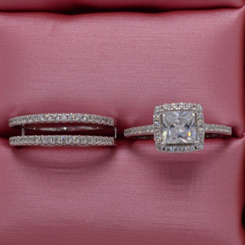 Nhẫn bạc 925 đính hạt kim cương giả cho nữ