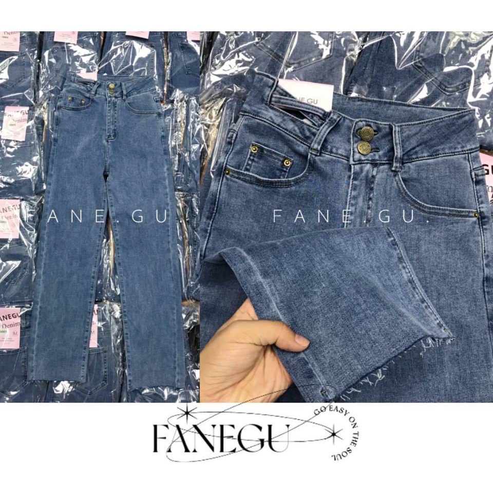 Quần bò Jeans Fargu 5009 ống đứng cạp cut out 2 khuy hàng Quảng Châu Lyn Closet Q210L