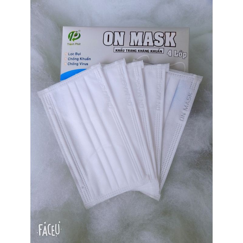 Set 10 cái khẩu trang y tế kháng khuẩn 4 lớp On Mask Thành Phát(màu trắng)