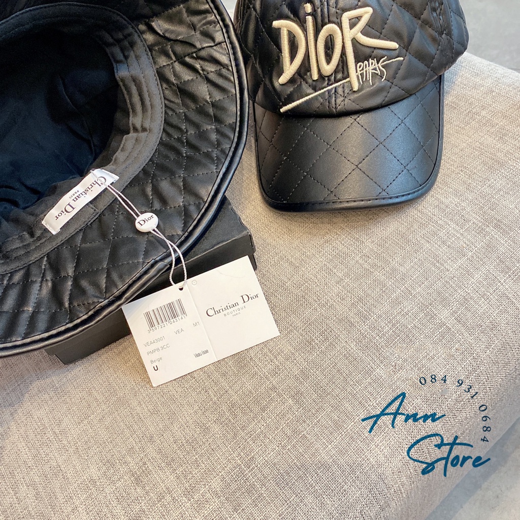 Mũ da DIOR cao cấp NEWSet mũ Lưỡi trai và bucket Dior da, họa tiết quả trám thời trang, hàng loại 1 full tag