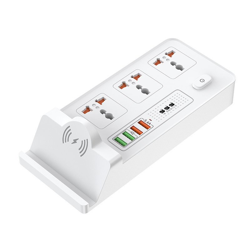 Ổ Điện Type C đa năng thông minh 3 cổng USB kèm đế đỡ điện thoại kết hợp sạc không dây