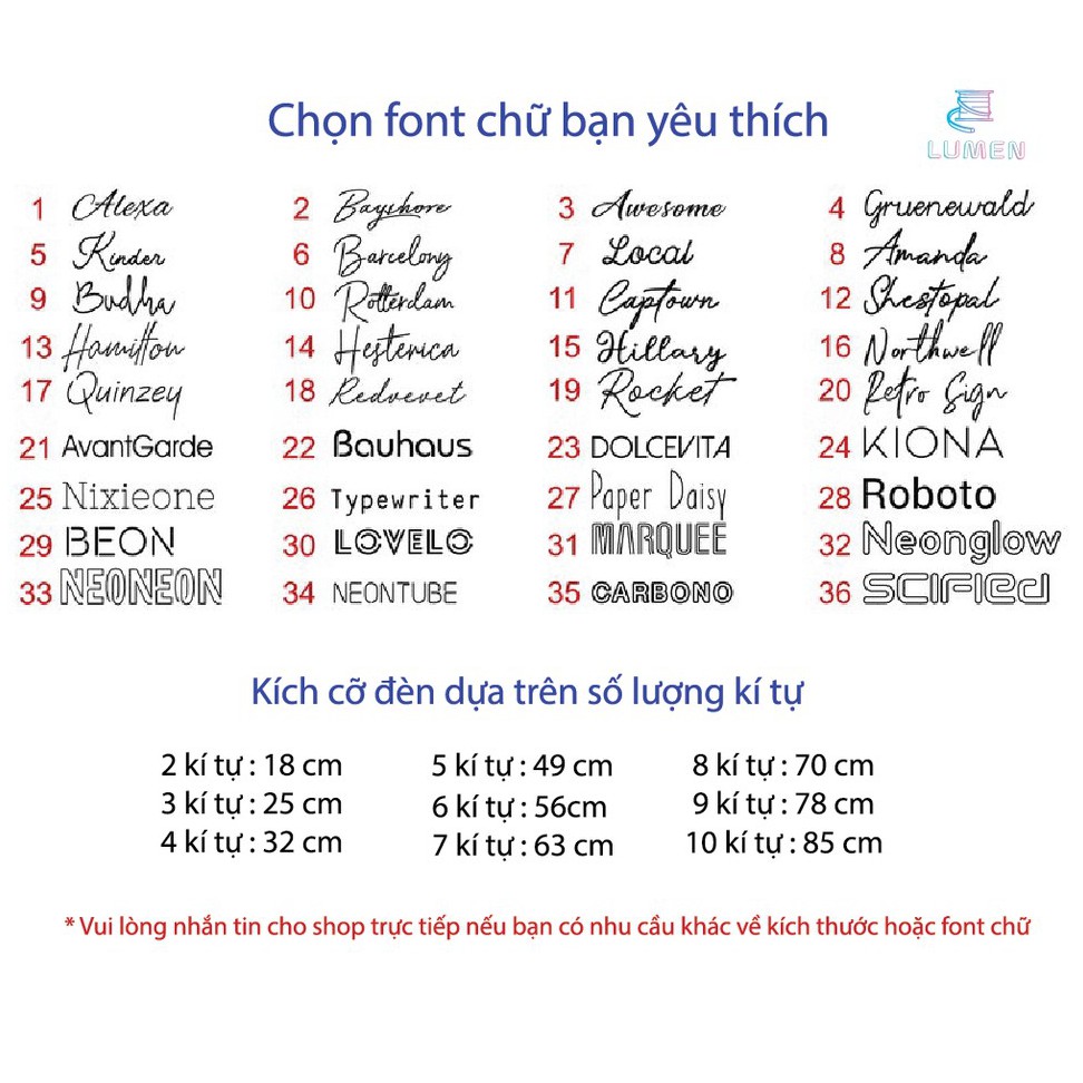 Đèn LED neon chữ theo tên riêng  - LUMEN - Đèn Neon Sign