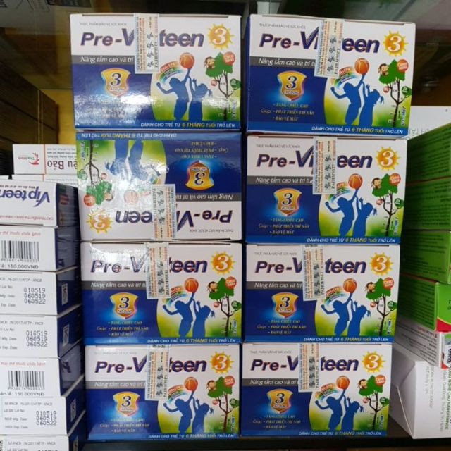 Cốm Pre Vipteen 3 giúp phát triển chiều cao bổ sung canxi tăng cường hệ miễn dịch trí thông minh tăng sức đề kháng H/20g