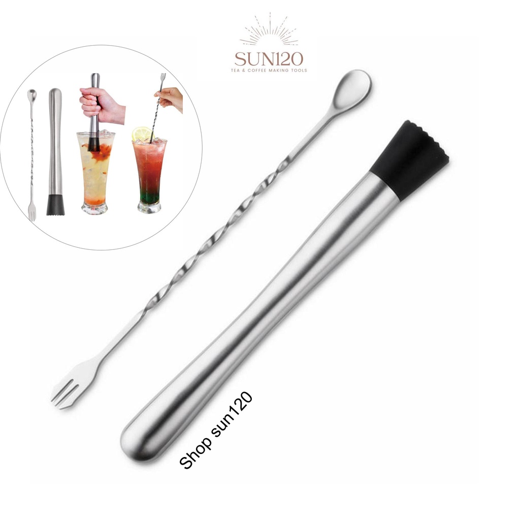 Bộ 7 dụng cụ pha chế cocktail trà sữa Y07 inox cocktail shaker set 550ml