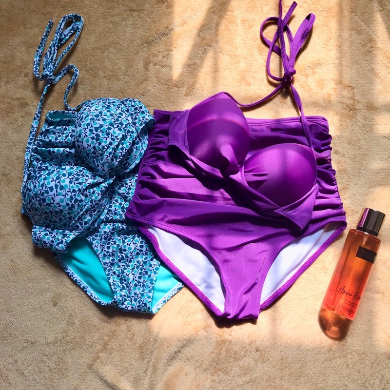 [ HÌNH THẬT + MẪU MĂC]  Bikini tím nâng ngực kín đáo