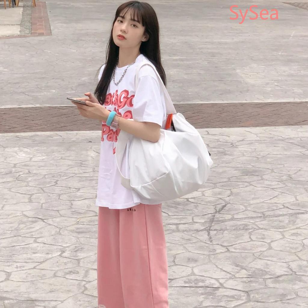 Áo Thun Tay Ngắn Chất Cotton Thiết Kế Dáng Rộng Che Khuyết Điểm